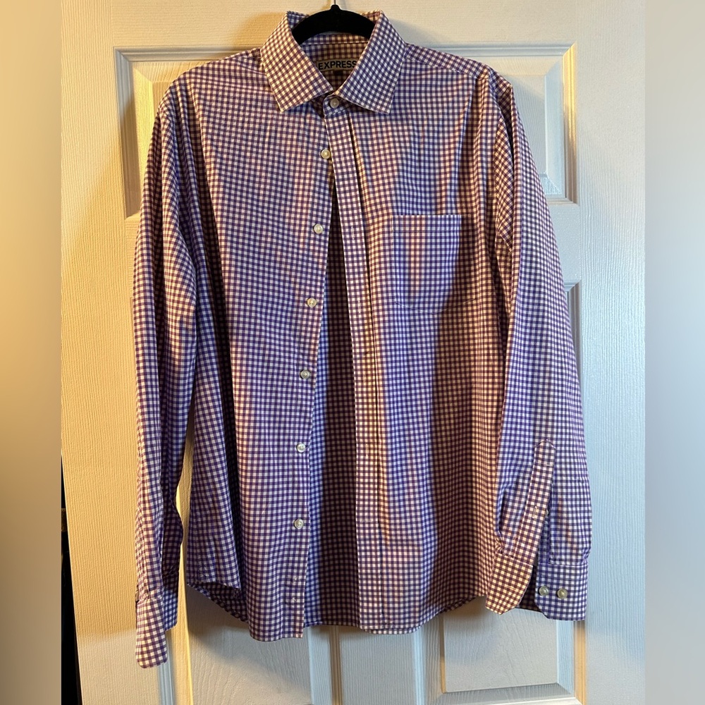 Express Purple Gingham Men's Shirt